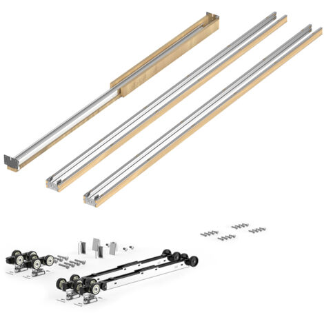 Mophorn Schiebetürrahmen-Set für Türen mit 1219–1829 mm Breite & 2032 mm Höhe, Schiebetürsystem aus robustem Stahl und Holz mit Zwei-Wege-Soft-Close-Funktion und ruhigem Lauf, ideal für Wohnbereiche