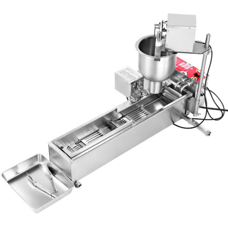 Mophorn Automatische kommerzielle Donut-Maschine aus Edelstahl, einreihige Produktionsausrüstung (90 Stück/Stunde) mit 3 Formgrößen für Bäckereien, Restaurants und Cafés
