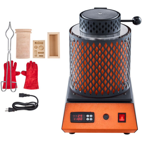 Mophorn Digitaler Goldschmelzofen mit 5 kg Keramiktiegel, elektrischer Schmelzofen 1500 W max. 1150 ℃, Metallschmelzgerät für Schmuckherstellung, Metallbarren und Metallteile, Schwarz