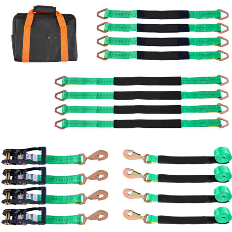 Mophorn Radspanngurt Befestigungsgurt (50,8 x 2438,4 mm) mit Federhaken & 4540 kg Bruchlast & 1512 kg Belastbarkeit, Motorrad-Spannsystem zur Radsicherung, Reifengurt für SUVs und Anhänger, Grün
