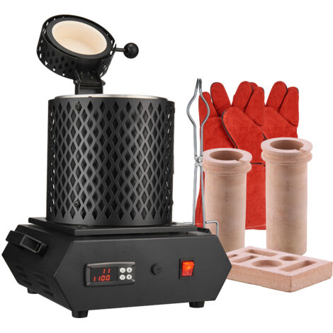 Mophorn Elektrischer Goldschmelzofen 1350W,maximale Temperatur von 1150 ℃,digitaler Schmelzofen mit 1 kg / 3 kg Keramiktiegel, geeignet für die Verarbeitung von Gold, Silber, Kupfer und Aluminium, rot