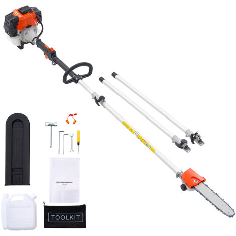 Mophorn Benzin-Hochentaster, 43ccm 2-Takt Motorsäge, Teleskopsäge mit ausziehbarer Stange von 2,08–3,58 m, 25,4 cm Schwert, 850 ml Tankvolumen, ideal für das Schneiden von Ästen in großer Höhe