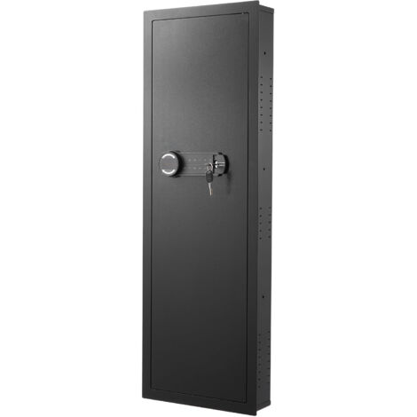Mophorn Wandtresor mit Passwort und Schlüssel, Gehäuse aus kaltgewalztem Stahl Q235 mit verstellbaren Ablagen und LED-Beleuchtung, Einbausafe für Geld, Schmuck und Reisepass