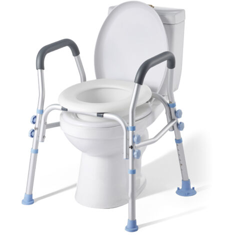 Mophorn Toilettensitzerhöhung mit Armlehnen und 136 kg Tragfähigkeit, höhenverstellbarer Sitz mit Spritzschutz für Senioren, ältere Menschen und Schwangere