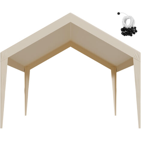 Mophorn Ersatzdach für Carport, 3,65x6,09 m, robuste Plane für tragbare Garagenzelte, UV-resistente Abdeckung für Autounterstände, mit Ballfangnetzen, Beige, ohne Rahmen (1/5)