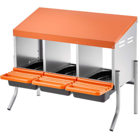 2-stöckiges Legenest 795x525x990 mm, 6 Fächer, Hühnernest aus Metall mit Stützbeinen, Geflügelnester, Abrollnest, ideal für Hennen, Enten, Hühner & anderes Geflügel, Orange | DE