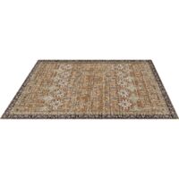 Mophorn Flächenteppich 2439x3048 mm Kurzflor, waschbarer Teppich für Wohnzimmer, rutschfeste Matte im Vintage-Stil, geeignet für Schlafzimmer, Kinderzimmer, Büro, Braungrün