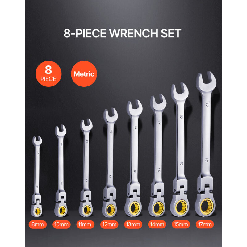 Set Chiavi A Cricchetto 13 Pezzi - Metriche 8-32mm In Acciaio Cromo Vanadio - Foto 6