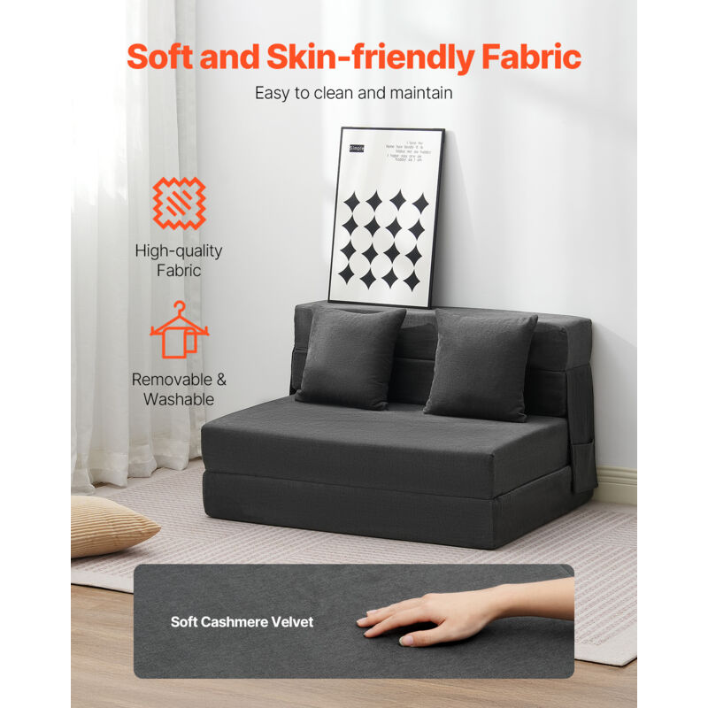 Divano letto pieghevole, 4 in 1, con cuscino, portatile