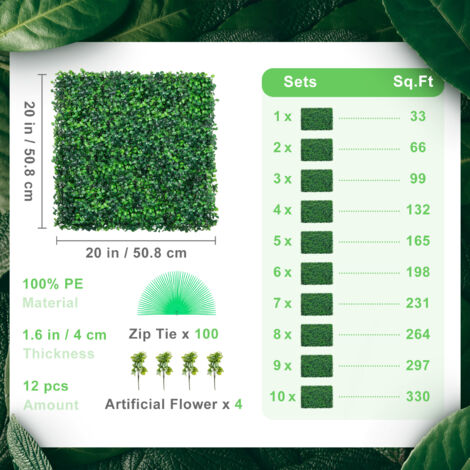 12 Pannelli Siepe Artificiale 60x40cm | Bosso Traliccio Per Privacy | Per Interni Ed Esterni - Foto 11