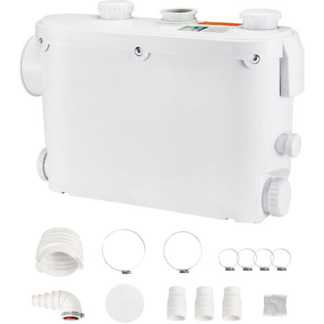 Mophorn Pompa Maceratore 500W 6600 L/h Flusso 26.2 ft/8 m Testa Pompa di scarico fognario con 3 ingressi acqua per WC Seminterrato Lavandino Cucina Doccia Vasca da bagno Smaltimento acque reflue
