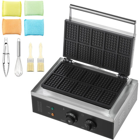 Mophorn Commercial Waffle Maker, 10 pezzi rettangolari, 1550 W in acciaio inossidabile antiaderente, controllo della temperatura e del tempo, maniglia, per ristoranti, panetterie, snack bar, famiglia (1/5)