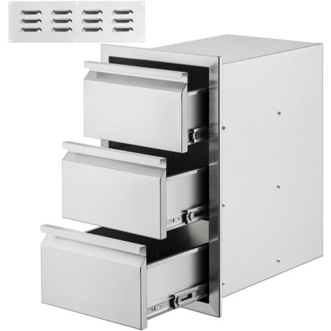 Mophorn Cassetti da cucina da esterno 14,7" L x 25,4" A x 18,7" P, cassetti per barbecue con montaggio a incasso con maniglia in acciaio inossidabile per stazione grill da patio