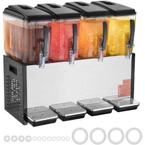 Mophorn Distributore di bevande commerciali, 4 serbatoi da 12 litri per serbatoio, distributore di succhi in acciaio inossidabile da 510 W con temperatura di raffreddamento da 45 °F a 54 °F (1/5)