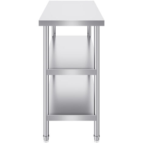 Tavolo Da Lavoro In Acciaio Inox 60x60x80 Cm - Piano Di Appoggio Per Cucina Con Ripiani Regolabili - Foto 8