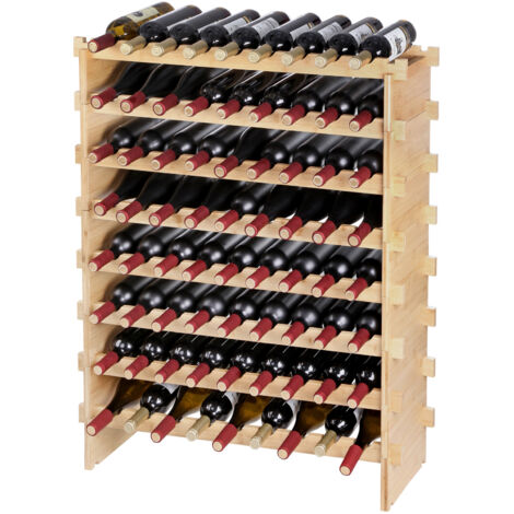 Mophorn Portabottiglie modulare impilabile in bambù da 72 bottiglie - Scaffale espositivo a 8 ripiani. Organizza e metti in mostra la tua collezione di vini con stile e funzionalità. (1/5)