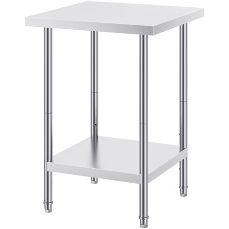 Mophorn Tavolo da preparazione in acciaio inossidabile , 24 x 24 x 34 pollici, capacità di carico di 700 libbre, tavolo da lavoro in metallo resistente con 3 livelli di altezza regolabili