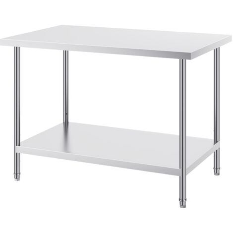 Mophorn Tavolo da preparazione in acciaio inossidabile , 30 x 48 x 34 pollici, capacità di carico di 880 libbre, tavolo da lavoro in metallo resistente con 3 livelli di altezza regolabili