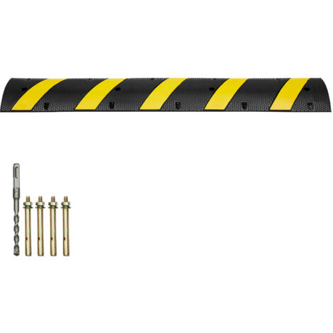 Mophorn 6 ft/72'' Gobba di gomma per rallentamento. 2 canali. Capacità di carico di 22000 libbre. Resistente per strade. Con striscia riflettente, 4 viti e 1 trapano.