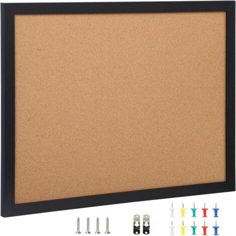 Lavagna In Sughero Naturale Con Cornice In Legno 24x36 Cm – Bacheca Resistente Per Ufficio, Scuola E Casa
