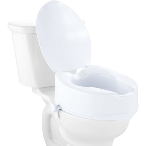 Mophorn Sedile WC rialzato, altezza 5", capacità 300 libbre, rialzo WC universale, bloccaggio a vite, per anziani, disabili, donne incinte, uso medico, plastica, bianco