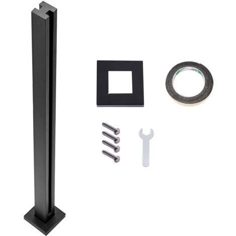 Mophorn Morsetto per vetro, staffa per ringhiera in vetro da 41,34" di altezza per vetro temperato da 0,39"-0,47", acciaio inossidabile 304, nero, per balcone, giardino, terrazza, scala