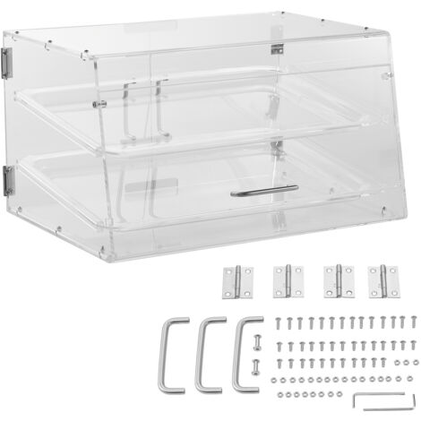 Mophorn Vetrina per Pasticceria a 2 Livelli, Scatola da Banco per Panetteria in Acrilico con Accesso Posteriore, Ripiani Rimovibili per Ciambelle, Bagel, Torte, Biscotti, 20,7x13,2x11,9 (1/5)