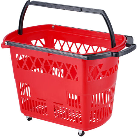 Mophorn Cestini per la spesa 6PCS, cestini portatili in plastica con ruote da 39 litri con manici e ruote, set di grandi cestini per la spesa per supermercati, negozi al dettaglio, spesa alimentare