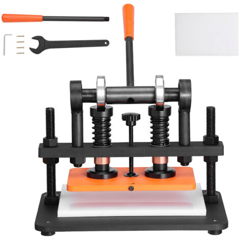 Mophorn Macchina per il taglio della pelle, fustellatrice manuale 10,2 x 5,9 pollici, corsa di pressione 0,47 pollici, alberi guida doppi per materiali