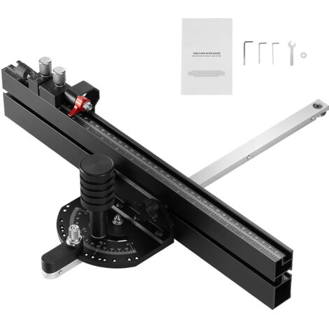 Mophorn goniometro di precisione, fessura standard 3/4'' x 3/8'', accessorio per sega da tavolo in lega di alluminio, griglia da 18 pollici, 15 fermi angolari, stantuffo regolabile, disco staccabile