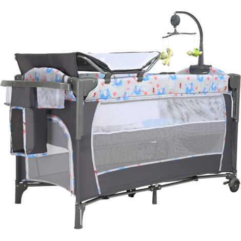 KYLOS Organizer Letto Neonato - Borsa Portaoggetti Per Pannolini E Accessori, Cotone, Grigio Blu, 38x18 Cm