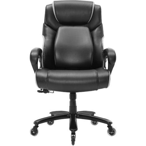 Mophorn Sedia da ufficio direzionale Heavy Duty, grande e alta capacità di 400 libbre, supporto lombare regolabile, seduta larga e spessa imbottita, base in metallo resistente, ruote silenziose (1/5)