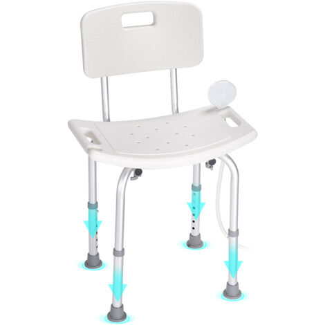 Mophorn sedia da doccia con schienale, regolabile in altezza, panca da bagno antiscivolo per anziani, disabili e portatori di handicap, capacità di 158,8kg, ideale per doccia interna o vasca da bagno (1/5)