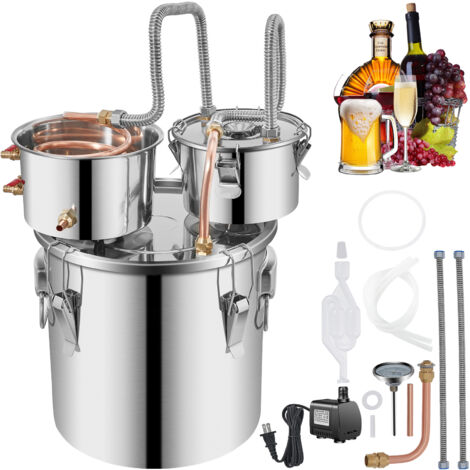 Mophorn Moonshine Still Distiller 5Gal acciaio inox tubo di rame Kit per la preparazione della birra in casa Termometro (1/5)