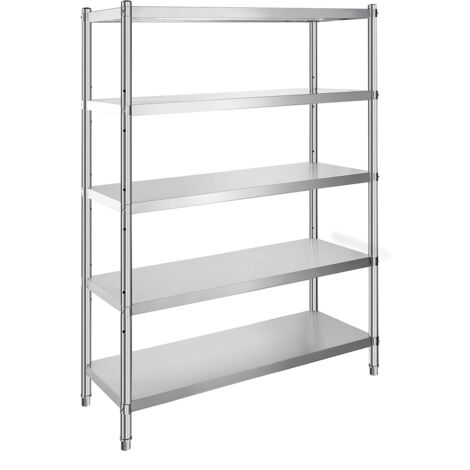 Mophorn Scaffalatura 48x18,5 pollici, ripiani regolabili a 5 livelli, in acciaio inox, per cucina e garage, con piedini regolabili