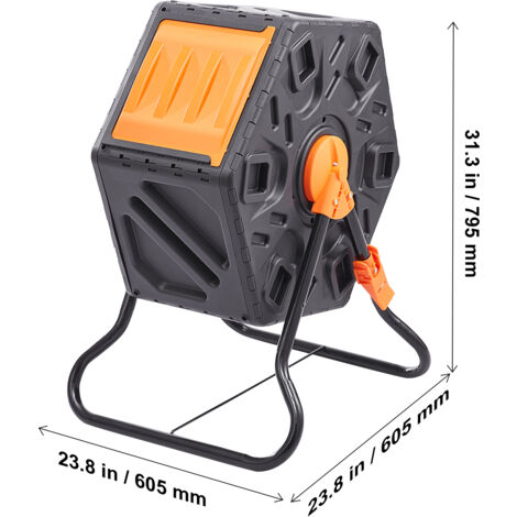 Mophorn Compost Bin da 18,5 galloni, contenitore rotante compatto con porta scorrevole, struttura in acciaio, composter senza BPA per giardino, cucina, esterno (1/5)