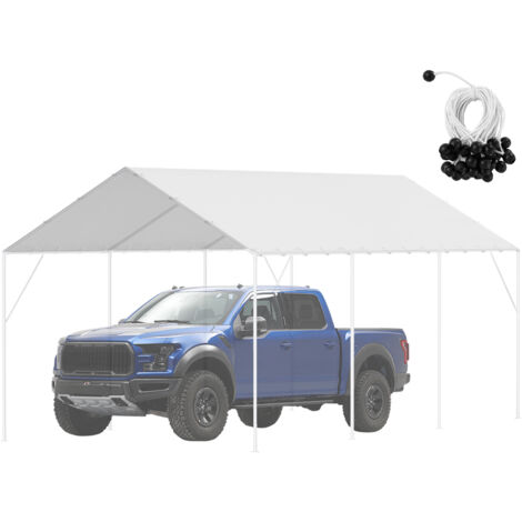Mophorn 10' x 20' Copertura per Carport, Telo Impermeabile Resistente con Protezione UV, Facile Installazione con 40 Elastici a Sfera, Riparo per Garage, Bianco