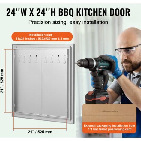 Mophorn Porta di accesso al barbecue, 610x432 mm Porta singola per
