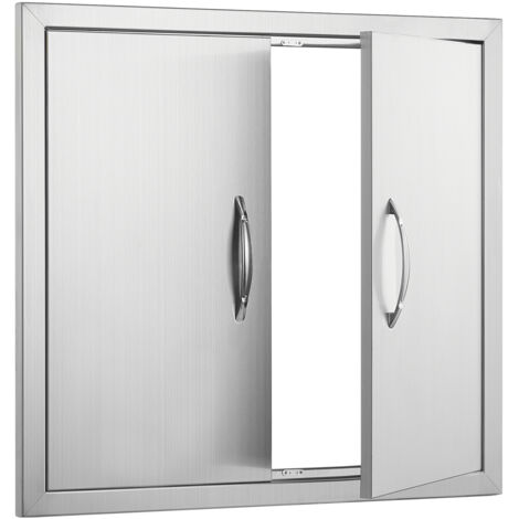 Mophorn Sportello di accesso per barbecue 660x609 mm, Doppia porta per cucina esterna, porta in acciaio inox a filo con maniglie per isola barbecue, stazione di cottura, armadietti esterni