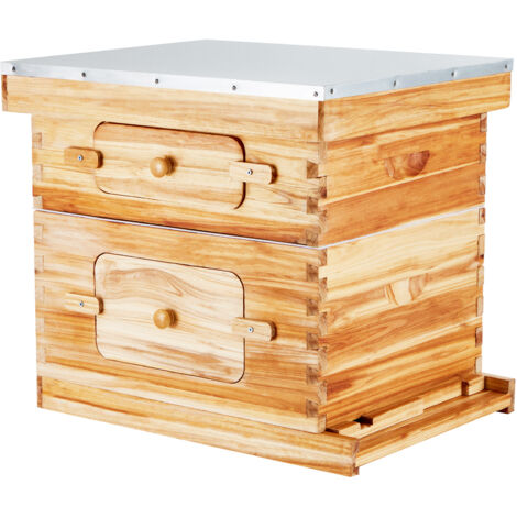 Mophorn Kit di avviamento per arnia Alveare da 20 telaini, legno di cedro rivestito di cera d'api, 1 scatola profonda, 1 scatola media, kit per arnia Langstroth per principianti e professionisti
