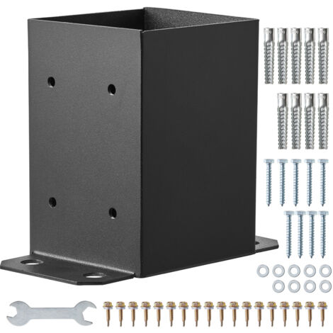 Mophorn Confezione di Supporti 2 Pezzi per Pali in Legno 102 x 102 mm, Kit Base per Pali Interni 91 x 91 mm in Acciaio a Carbonio per Ancoraggio Pali in Legno Ringhiere, Corrimano di Terrazze, Portici (1/5)