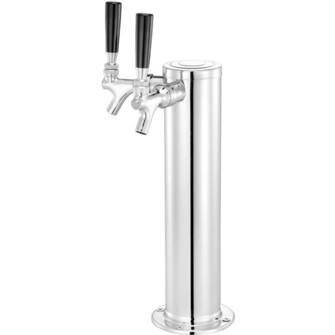 Mophorn Dispenser a torre per birra alla spina con doppio rubinetto, Torre per birra in fusti in acciaio inox, Kit spillatore birra artigianale rubinetti a chiusura automatica per feste, bar