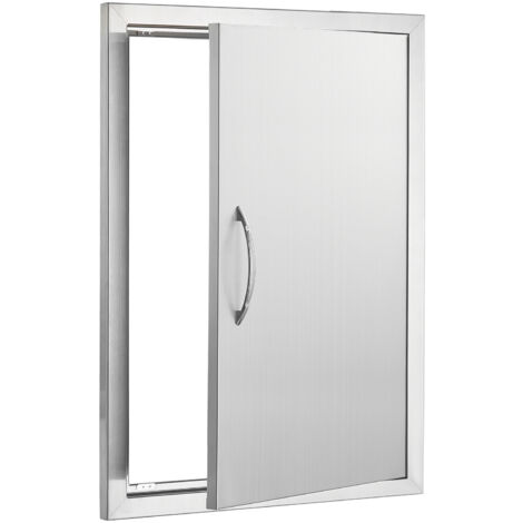 Mophorn Porta Accesso Barbecue, Porta Cucina Esterna Singola 508x686x46 mm, Porta Reversibile da Incasso in Acciaio Inox, con Maniglia, per Isola Barbecue, Armadio Esterno, Giardino