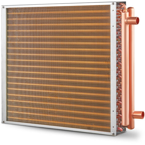 Mophorn Scambiatore di calore acqua-aria, 20"x 20", 3 file 3/8" porte in rame, 242 alette in alluminio. Ideale per stufe a legna esterne, riscaldamento
