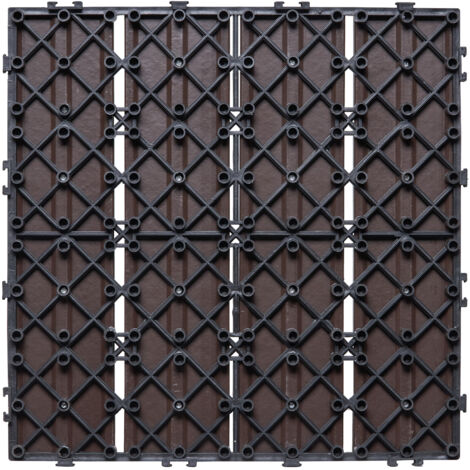 Mophorn Piastrelle per terrazze ad incastro, confezione da 27, 12"x12" per pavimenti esterni impermeabili, per tutte le stagioni, per patio, veranda, bordo piscina e cortile, marrone scuro (1/5)