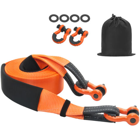 Mophorn Kit di Recupero con Cinghia di Traino per Impieghi Gravosi 3,35" x 30 Piedi (MBS-36.000 Libbre), Cinghia per Verricello Tree Saver, Triplo Anello Rinforzato, Borsa per Camion, Jeep, SUV, ATV
