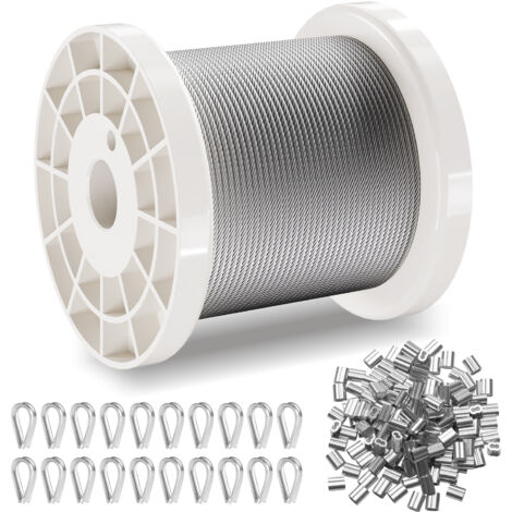 Tw Steel Cavo In Acciaio Inossidabile Grado T-304 - Diametro 7x7/1x19 1/16", Bobina Da 1000 Piedi (304m) Cavo Acciaio T-304 7/16 - Foto 2