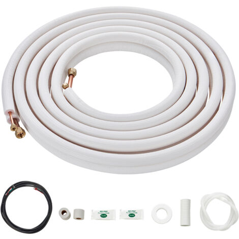 Mophorn Set mini linea split da 25 piedi, tubi in rame con diametro esterno di 6,4 e 12,7 mm con isolamento a triplo strato, include cavo di collegamento da 27 piedi e accessori