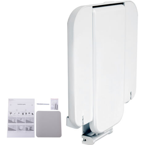 Mophorn Sedile doccia pieghevole in ABS, 15,7'' x 16,7'' aperto, panca doccia pieghevole a parete con capacità di carico di 440 libbre, sedia doccia pieghevole salvaspazio per tutti gli utenti