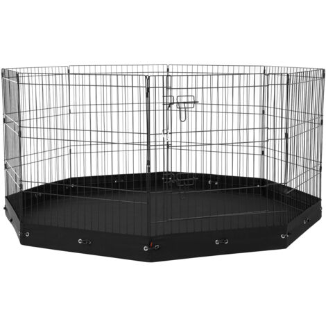 Recinzione Metallica Per Cani 10 Pannelli – Barriera Da Giardino Senza Scavo, Antiruggine, Con Pali, 83,8×73,7 Cm Per Pannello